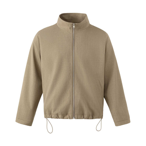 Herren Leichte Baumwoll-Mischgewebe-Utility-Jacke mit Stehkragen und Kordelzug Drune