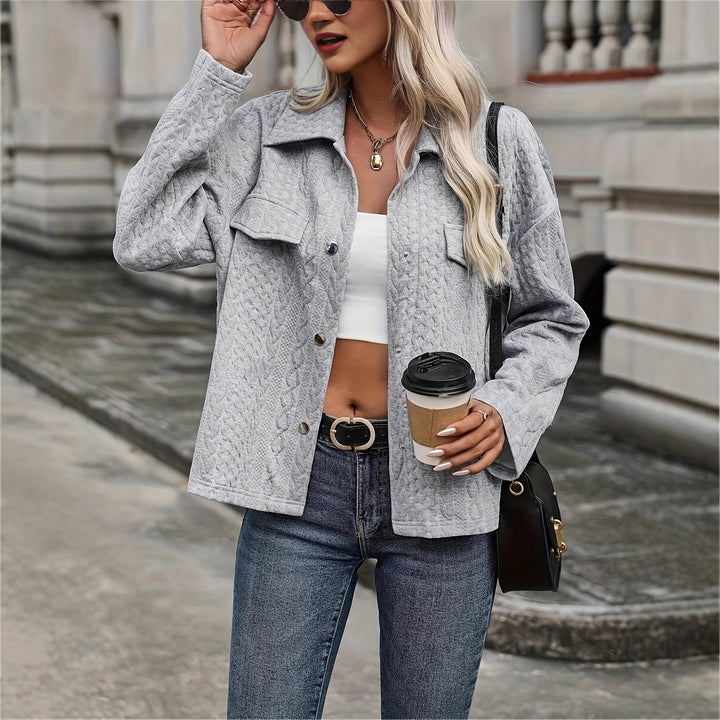Damen Strukturierte Stepp-Hemdjacke mit Pattentaschen Drune