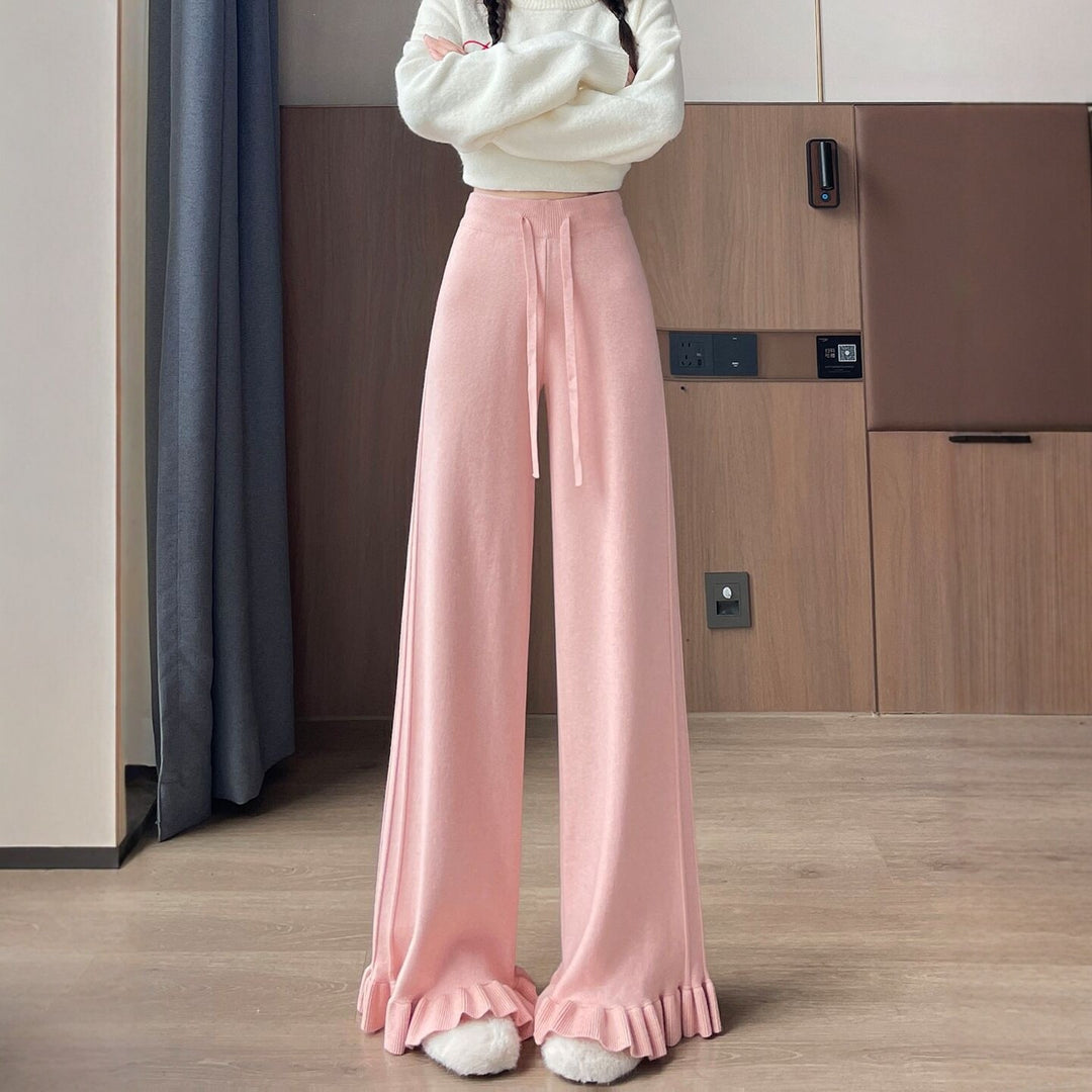 Damen Elegante, weiche Lounge-Hose mit Rüschenabschluss Drune
