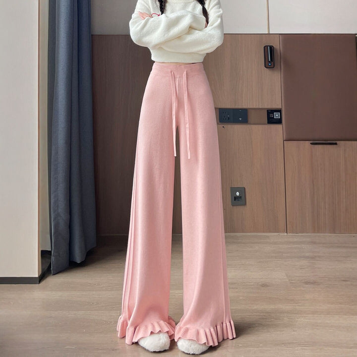 Damen Elegante, weiche Lounge-Hose mit Rüschenabschluss Drune