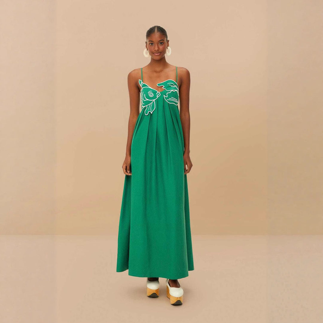 Damen Maxikleid mit kreativem Fischdesign Drune