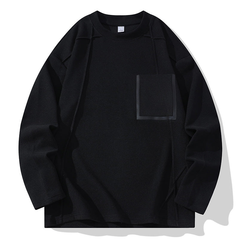 Herren Oversize-Langarmshirt aus strukturierter Baumwollmischung mit Brusttaschen-Detail Drune
