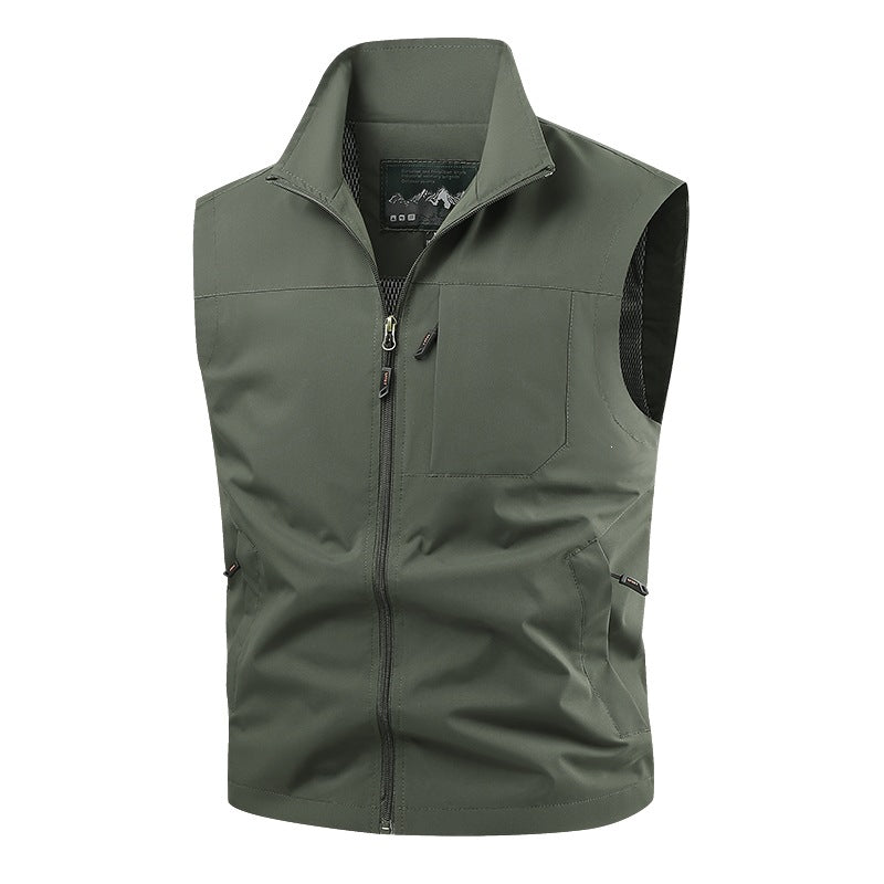 Herren Softshell-Tactical-Weste mit atmungsaktivem Mesh-Futter und Reißverschlusstaschen Drune