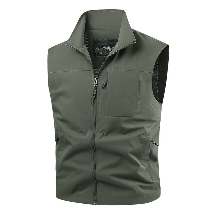 Herren Softshell-Tactical-Weste mit atmungsaktivem Mesh-Futter und Reißverschlusstaschen Drune