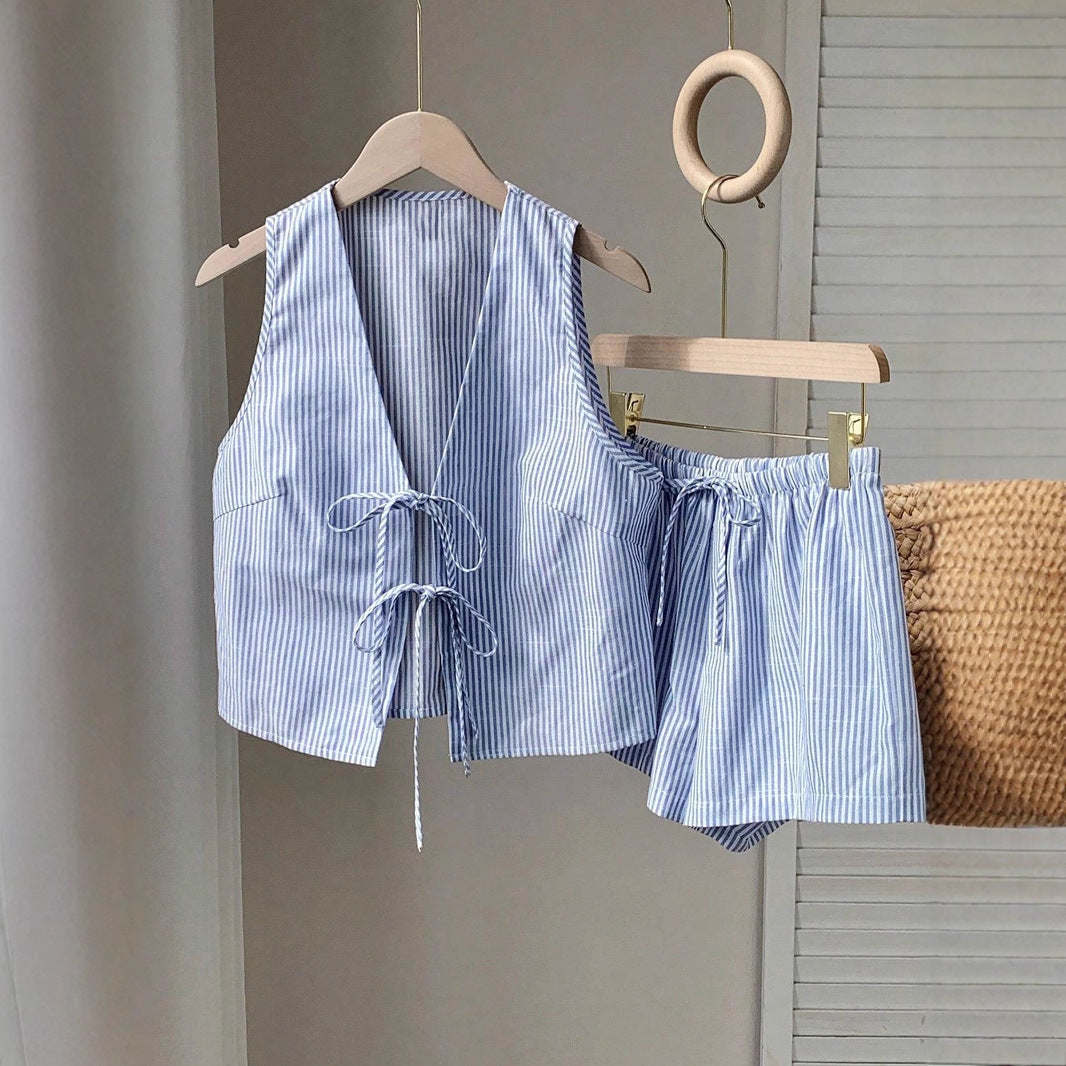Damen Lässiges Zweiteiliges Set mit Bindegürtel Drune