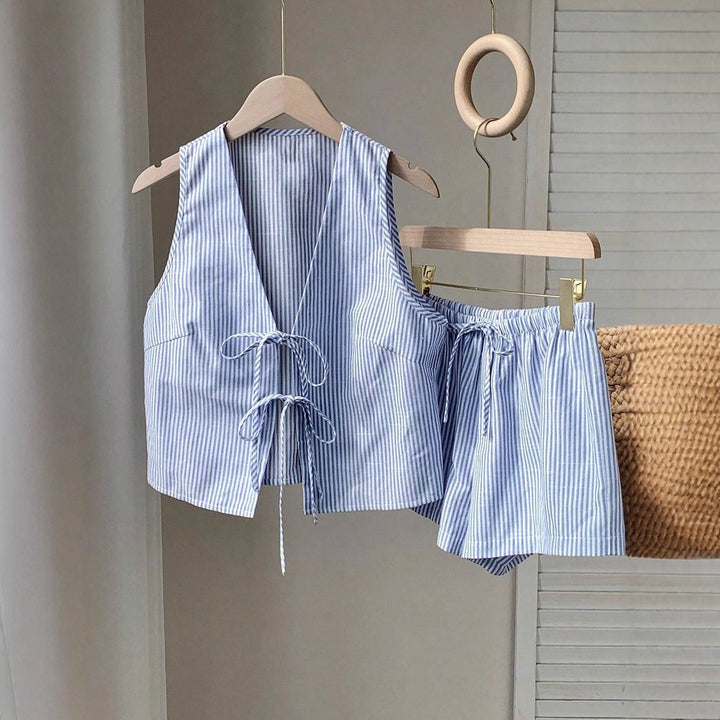 Damen Lässiges Zweiteiliges Set mit Bindegürtel Drune
