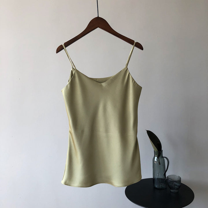 Damen elegantes Camisole-Top mit feinem Satinmaterial und verstellbaren Spaghetti-Trägern Drune