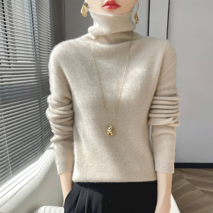 Damen Kurz geschnittener Rollkragenpullover aus weichem Kaschmir-Blend mit schmaler Silhouette Drune