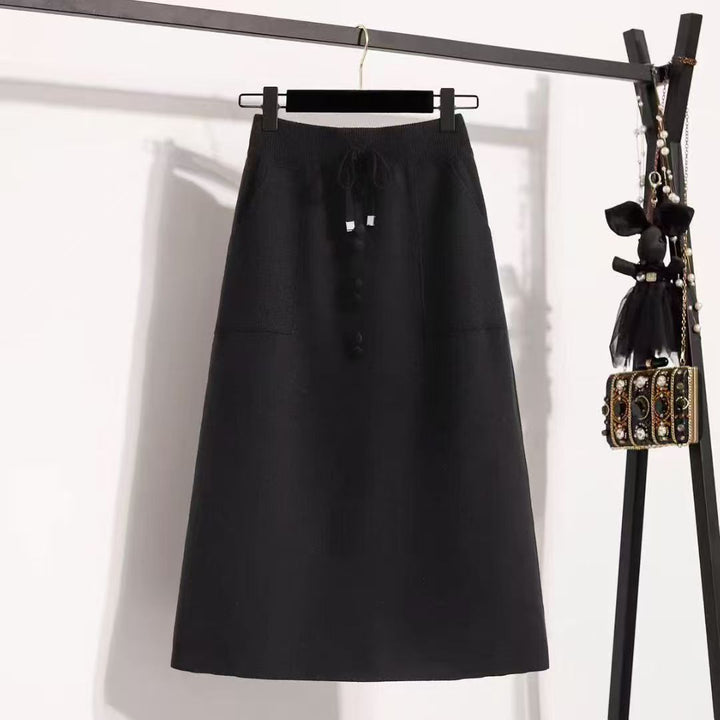 Damen Vintage Rock mit Knopfdetails und elastischem Bund Drune
