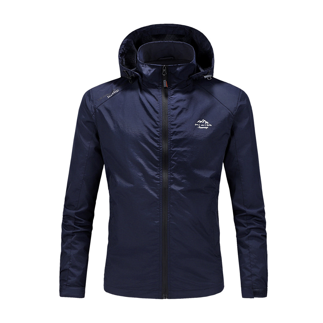 Herren Ultraleichte packbare Outdoorjacke mit hohem Kragen, Kapuze und atmungsaktivem Meshfutter Drune
