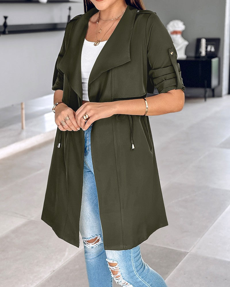 Damen Modische Trenchjacke mit lässigem Schnitt und praktischen Taschen Drune