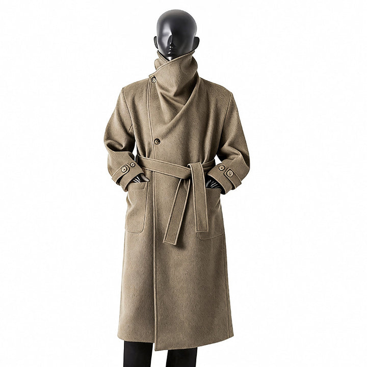 Herren Eleganter Langmantel aus Wollmix mit großzügigem Schalkragen und Krempelmanschetten Drune