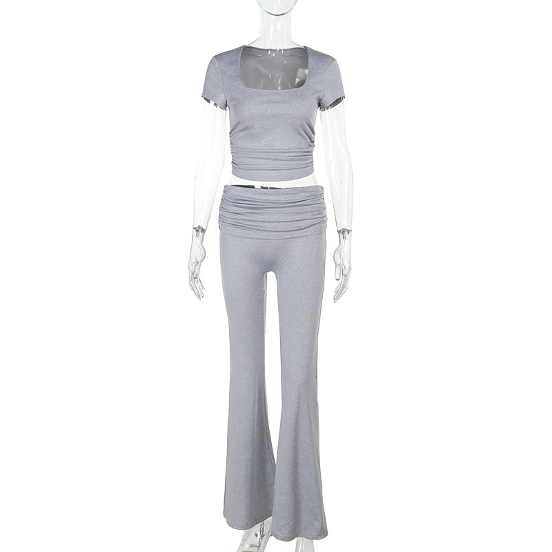 Damen figurbetonte Bluse mit Rüschendetails und Schnürung Drune