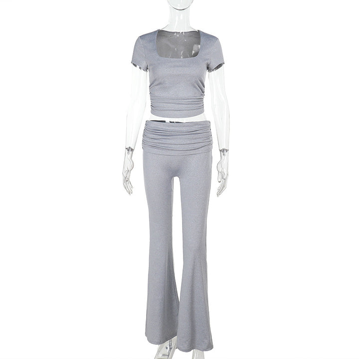 Damen figurbetonte Bluse mit Rüschendetails und Schnürung Drune