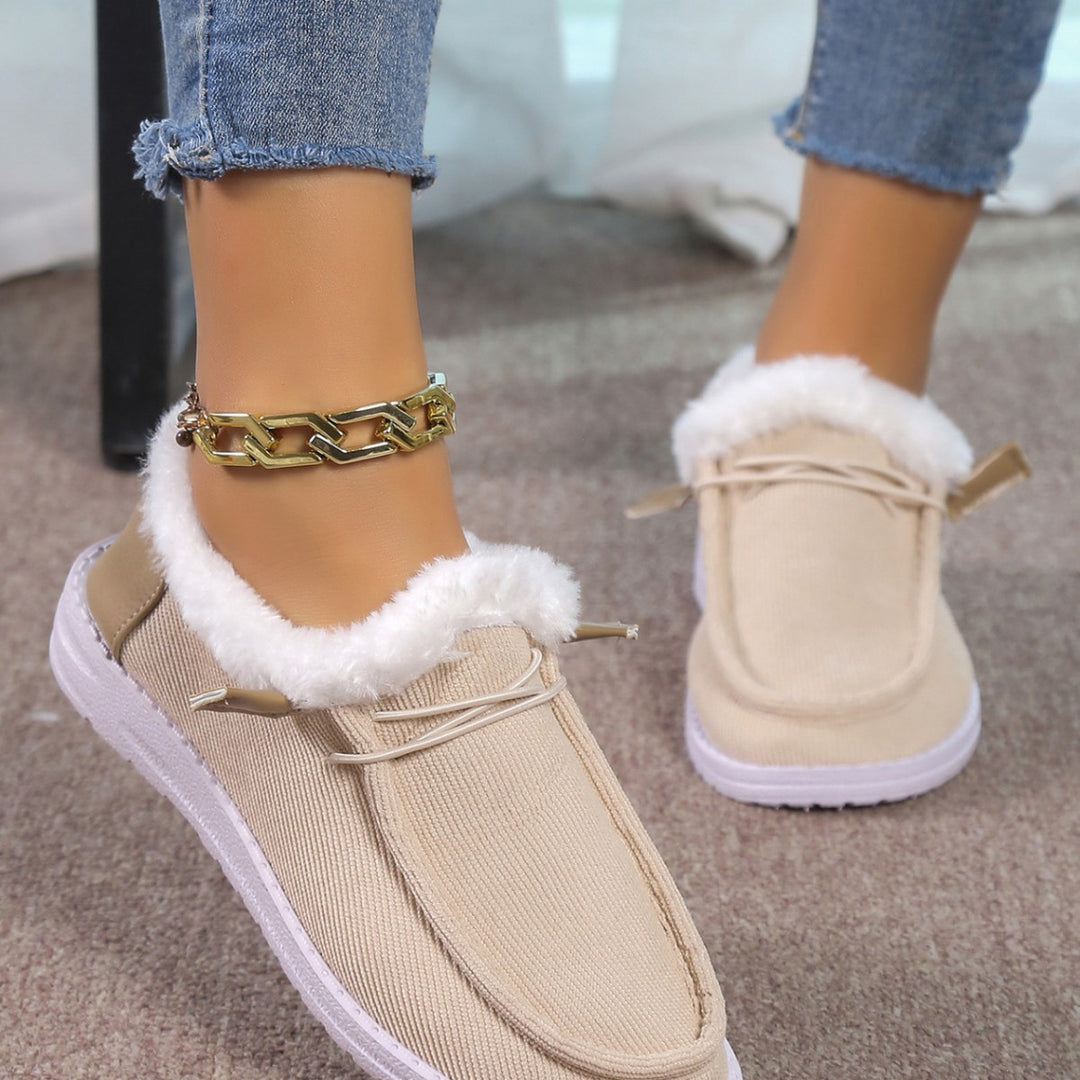 Damen Gefütterte Mokassin-Slipper mit Teddyfutter und profilierter Gummisohle Drune