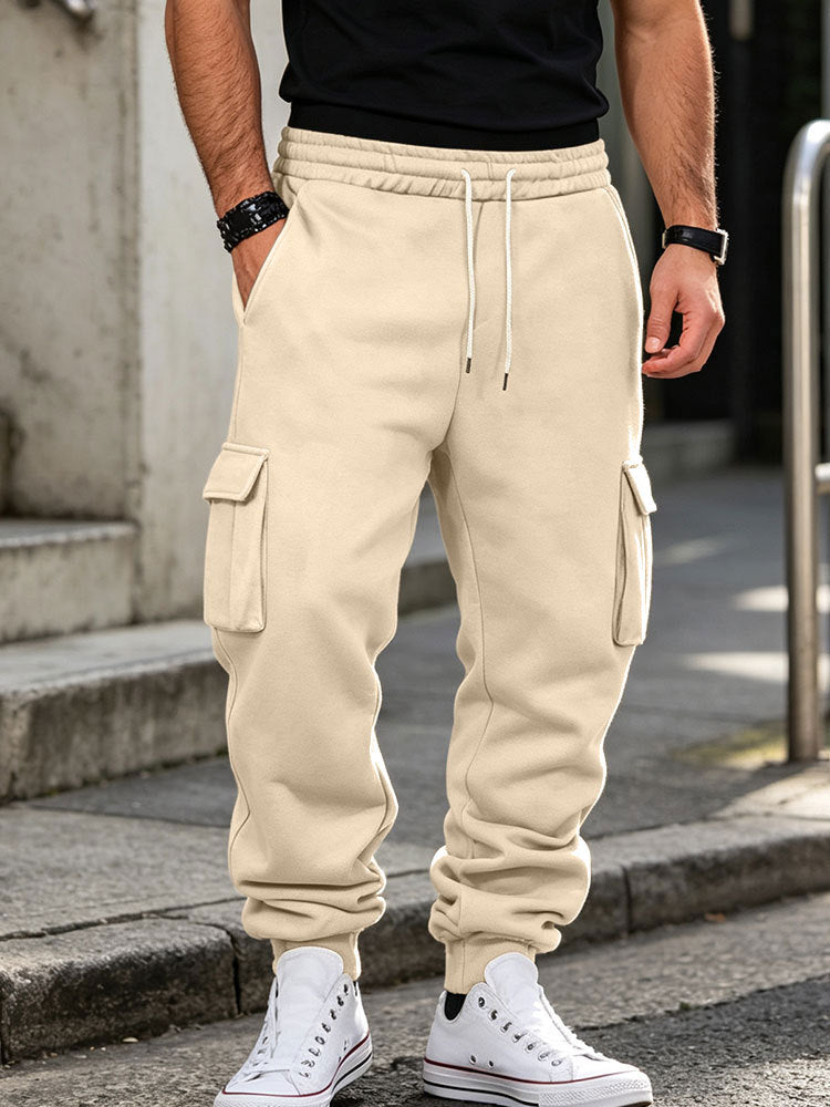 Herren Cargo-Jogginghose aus Baumwollfleece mit elastischem Bund und Beinbündchen Drune