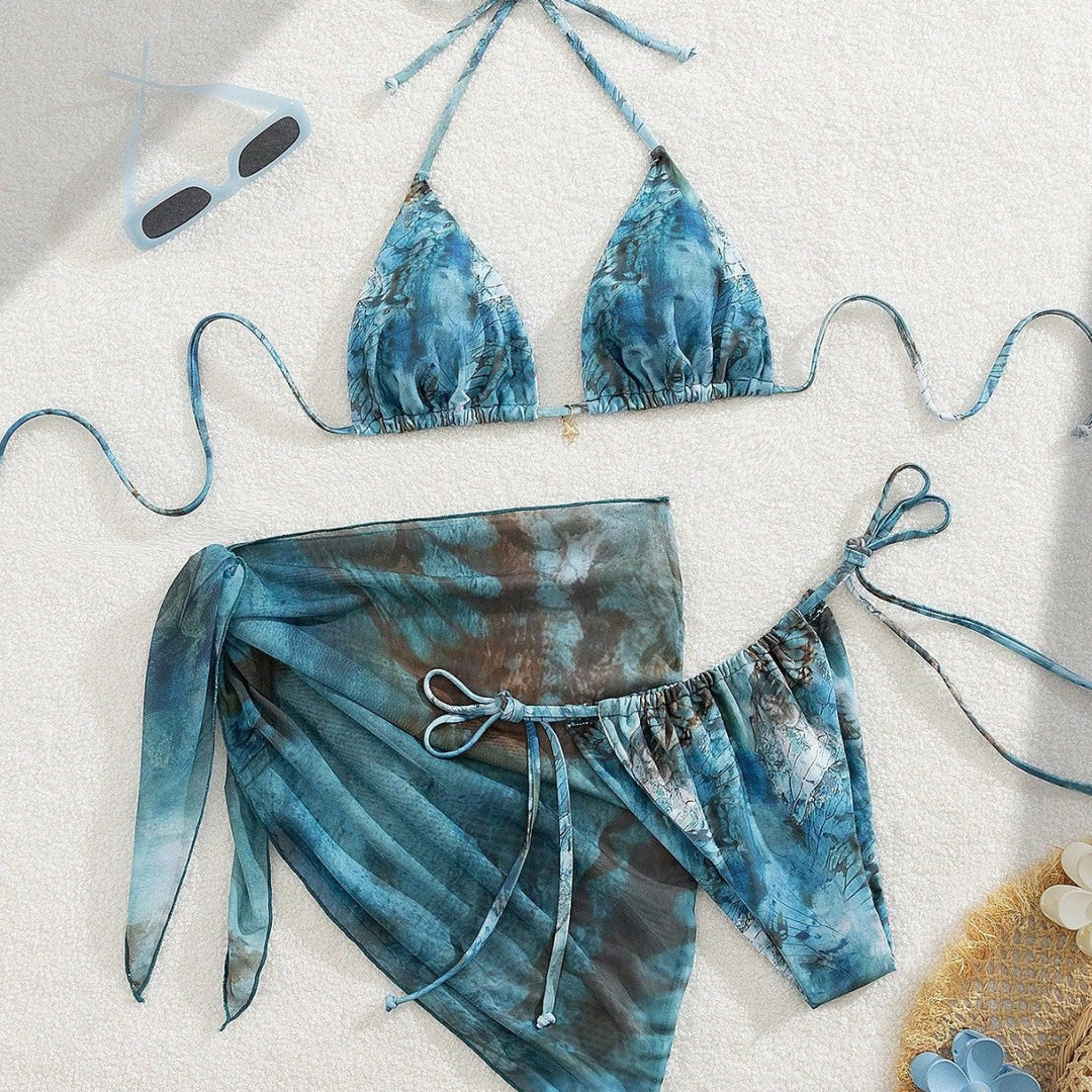 Damen Triangel-Bikini mit floralem Design Drune