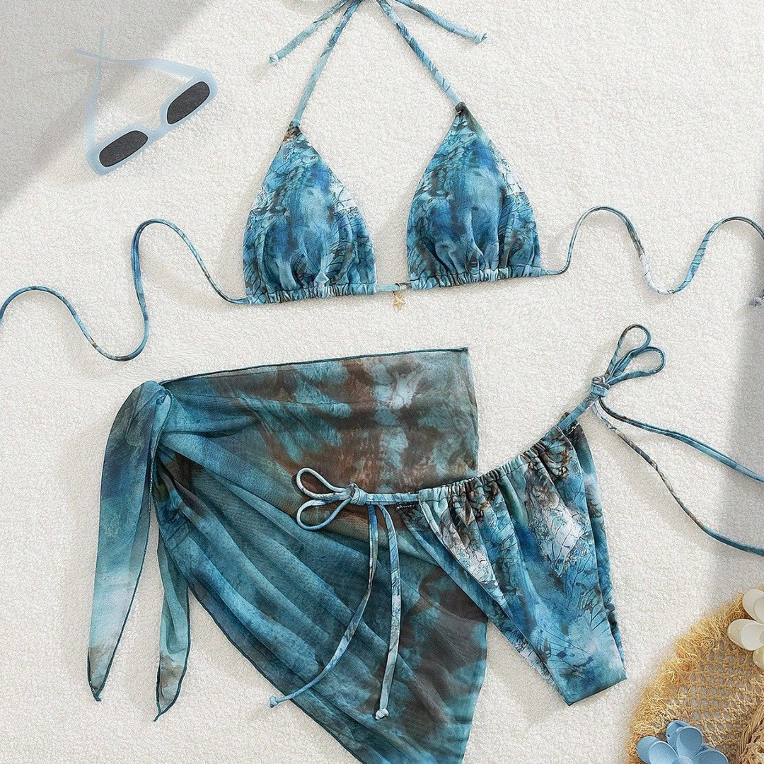 Damen Triangel-Bikini mit floralem Design Drune