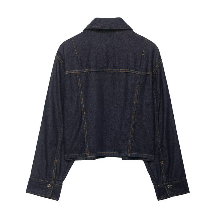 Damen Denim-Zweiteiler mit Cropped-Workerjacke und weiter High‑Waist-Hose Drune