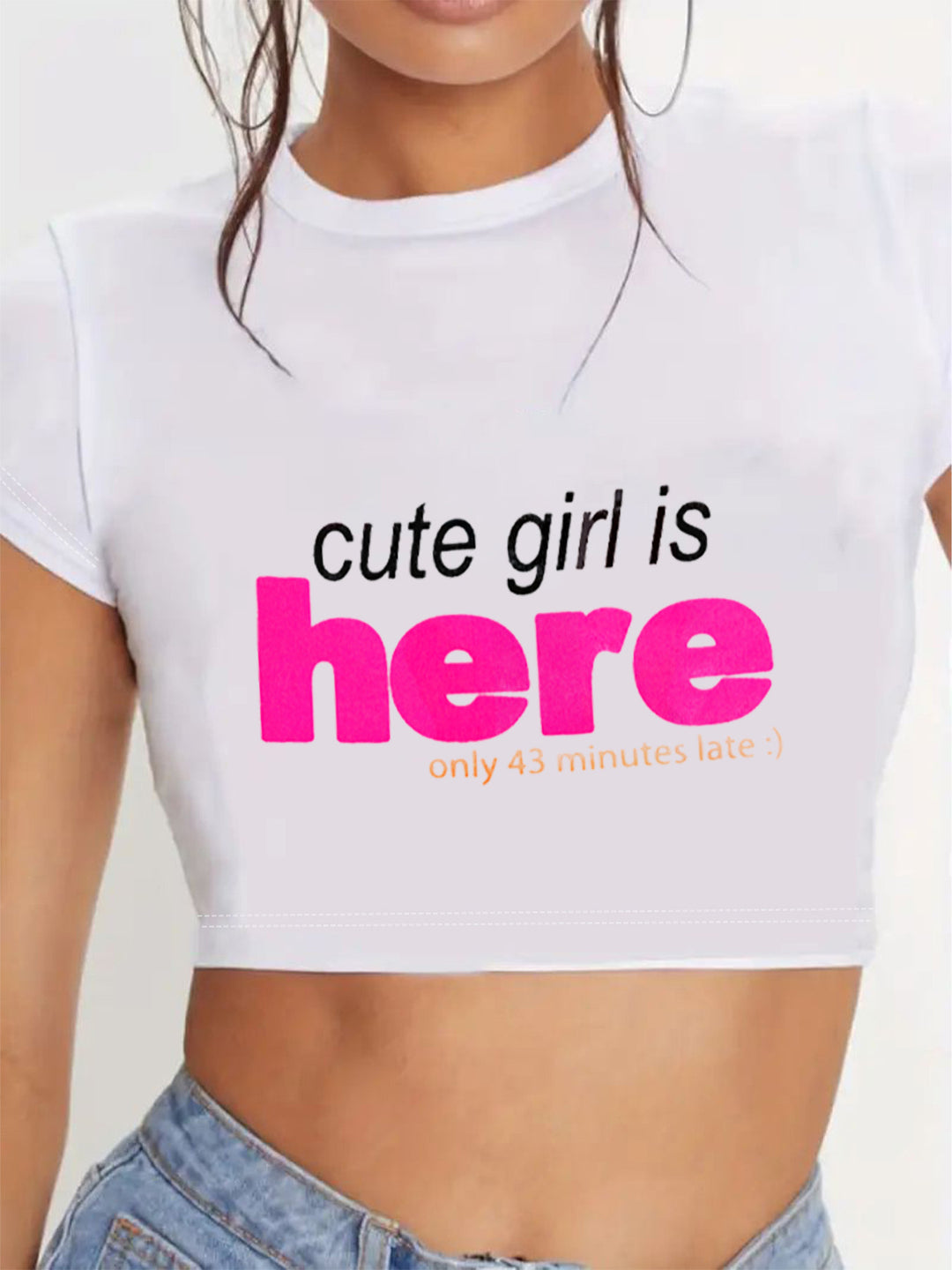Damen Crop-T-Shirt mit auffälligem Statement-Print Drune 1777452337