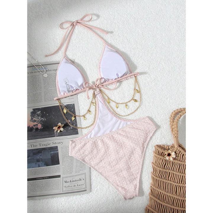 Damen Triangel-Bikini mit modischem Kettenakzent und verstellbaren Trägern Drune