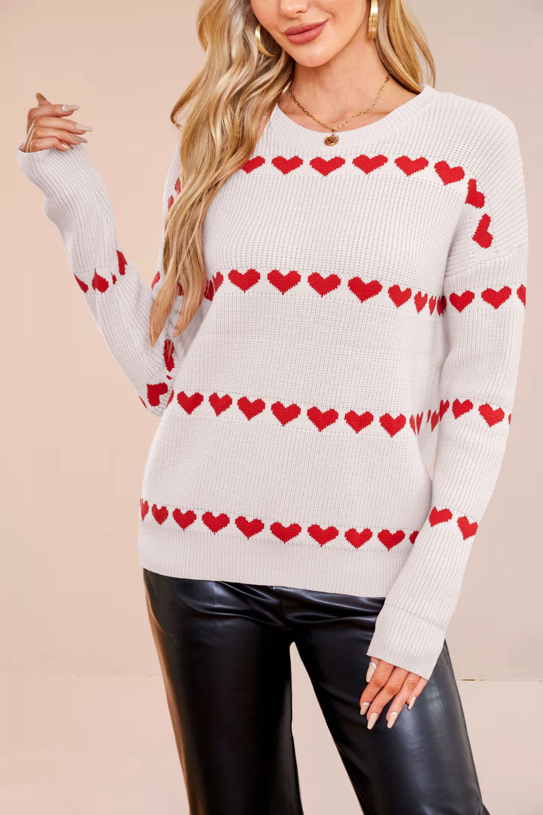 Damen Strickpullover mit Herzdetails und weichem Material Drune