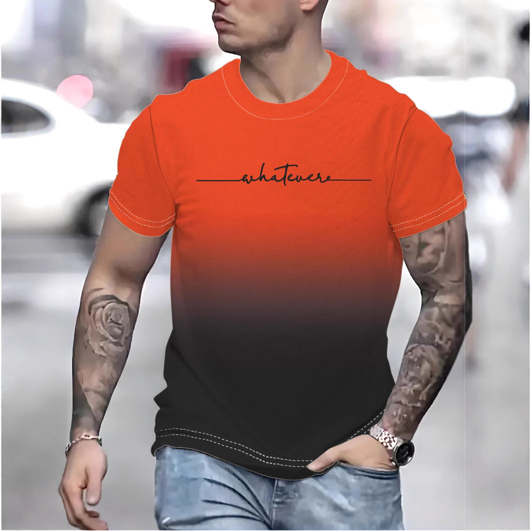 Herren T-Shirt mit kreativem Schriftzug und modernem Farbverlauf Drune