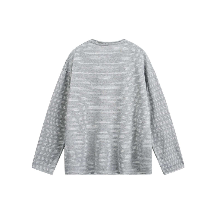 Unisex Oversize-Langarmshirt aus feinem Baumwollmix mit dezenter Streifenstruktur Drune