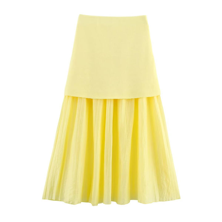 Damen Zweilagiger Chiffon-Maxirock mit glattem Hüftbesatz und A‑Linien‑Fall Drune