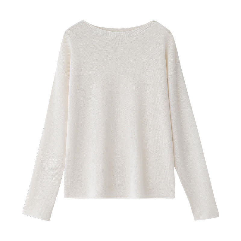 Damen Lockeres Boatneck-Feinstrickshirt mit überschnittenen Schultern & kaschierendem Fall Drune