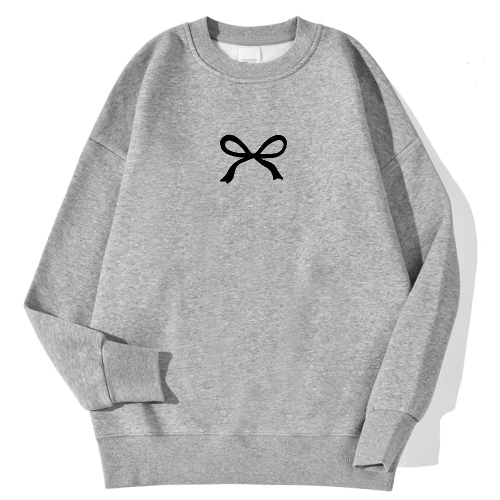 Damen gemütlicher Sweatshirt mit modischem Schleifenmotiv Drune