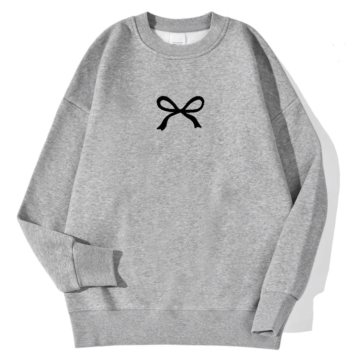 Damen gemütlicher Sweatshirt mit modischem Schleifenmotiv Drune