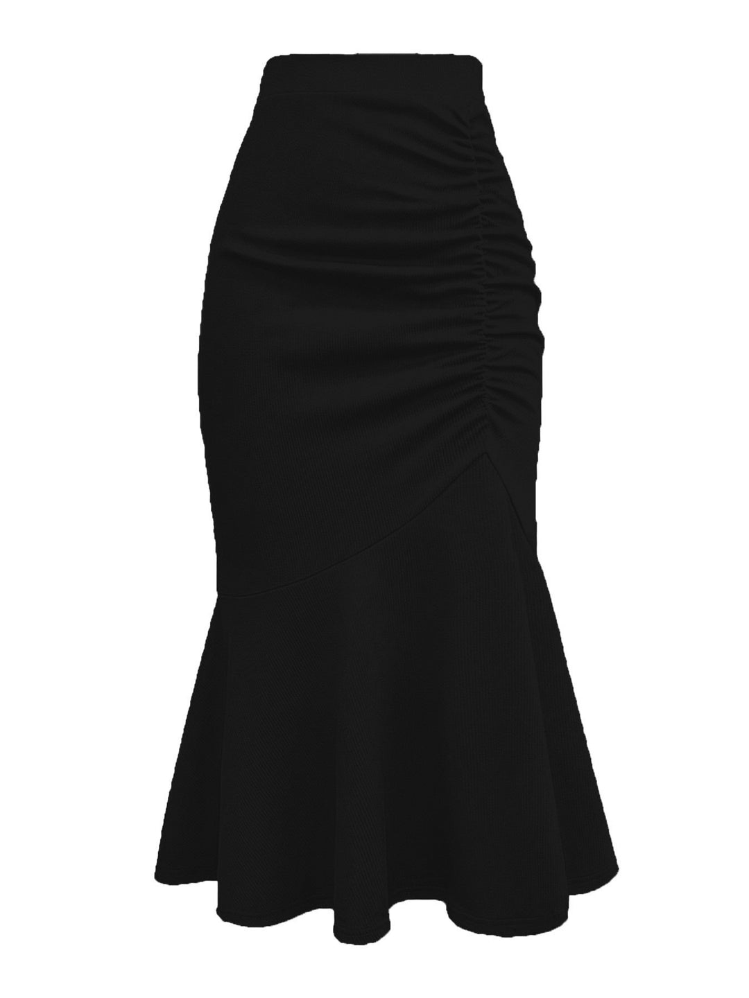 Damen Taillierter Midirock mit seitlicher Raffung und ausgestelltem Volant-Saum Drune