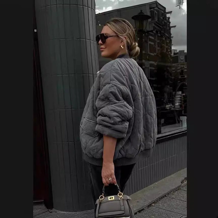 Damen gesteppte Oversized-Bomberjacke mit weichem Futter und luxuriösem Schnitt Drune