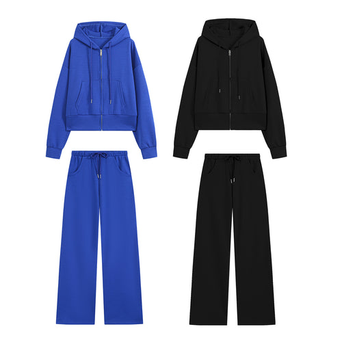 Damen Cropped Zip‑Hoodie mit Kapuze, Kängurutasche und tailliertem Saum Drune