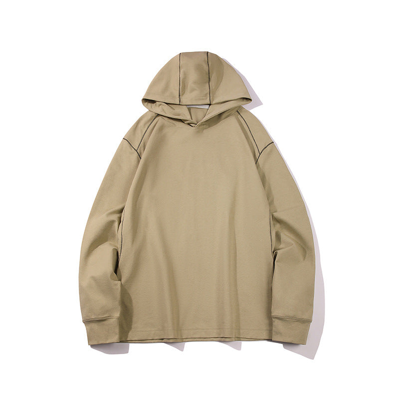 Herren Oversize-Kapuzenpullover aus schwerem Baumwolljersey mit Raglanärmeln und sichtbaren Kontrastnähten Drune