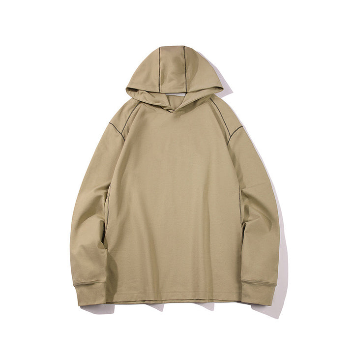 Herren Oversize-Kapuzenpullover aus schwerem Baumwolljersey mit Raglanärmeln und sichtbaren Kontrastnähten Drune