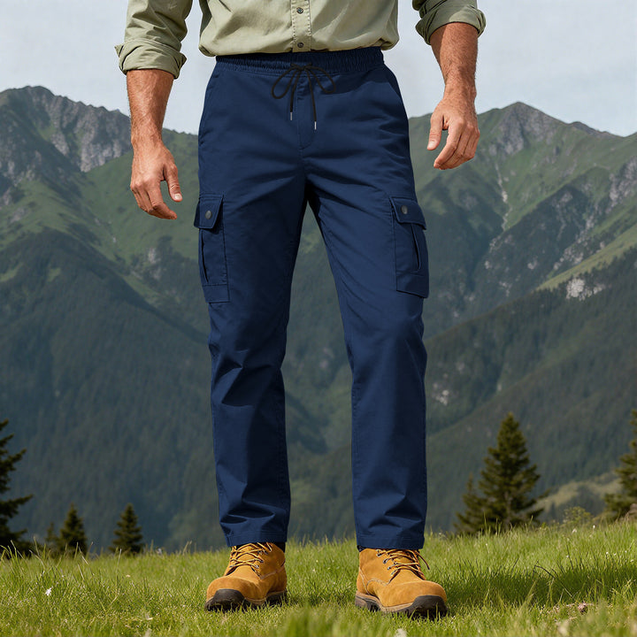 Herren Outdoor-Cargohose mit elastischem Tunnelzugbund und Druckknopf-Taschen Drune