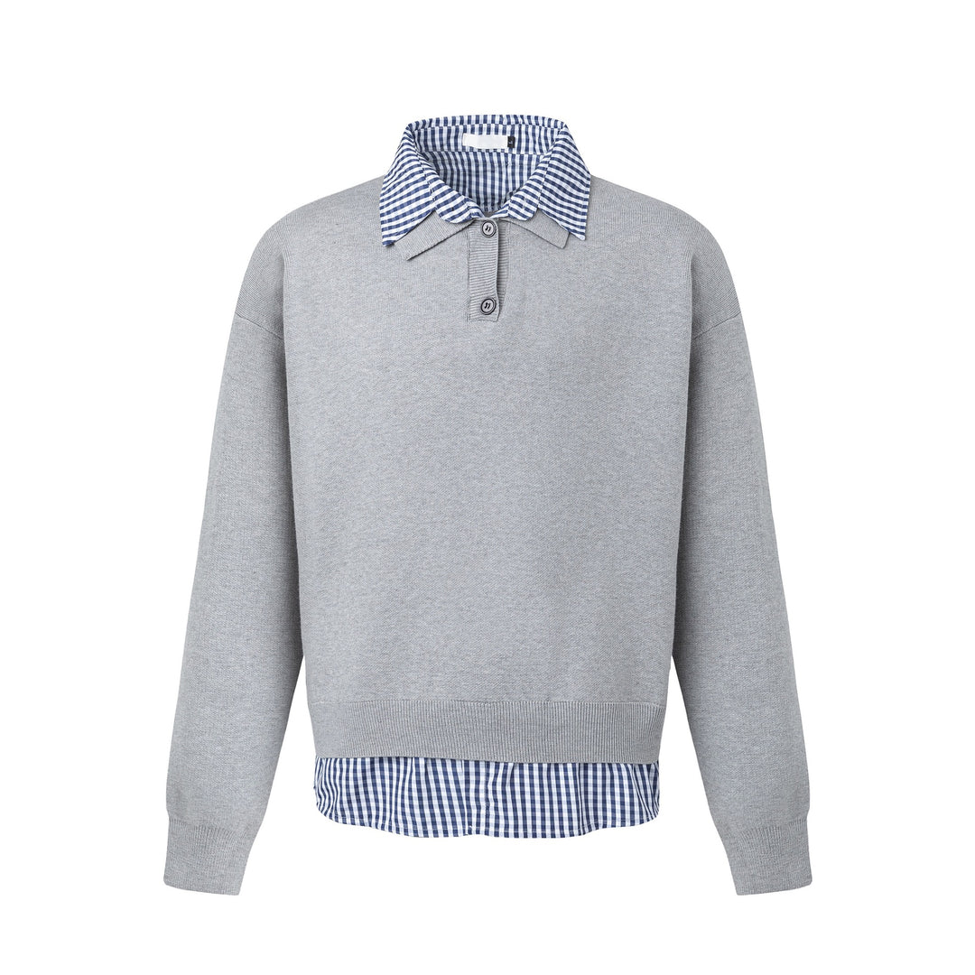 Herren Modischer Grobstrickpullover mit Hemdkragen und Knopfleiste Drune