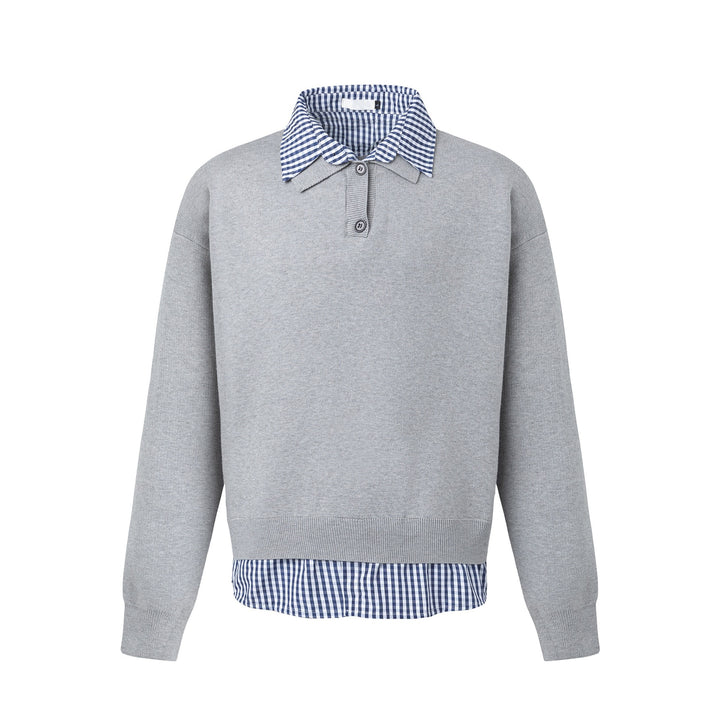 Herren Modischer Grobstrickpullover mit Hemdkragen und Knopfleiste Drune