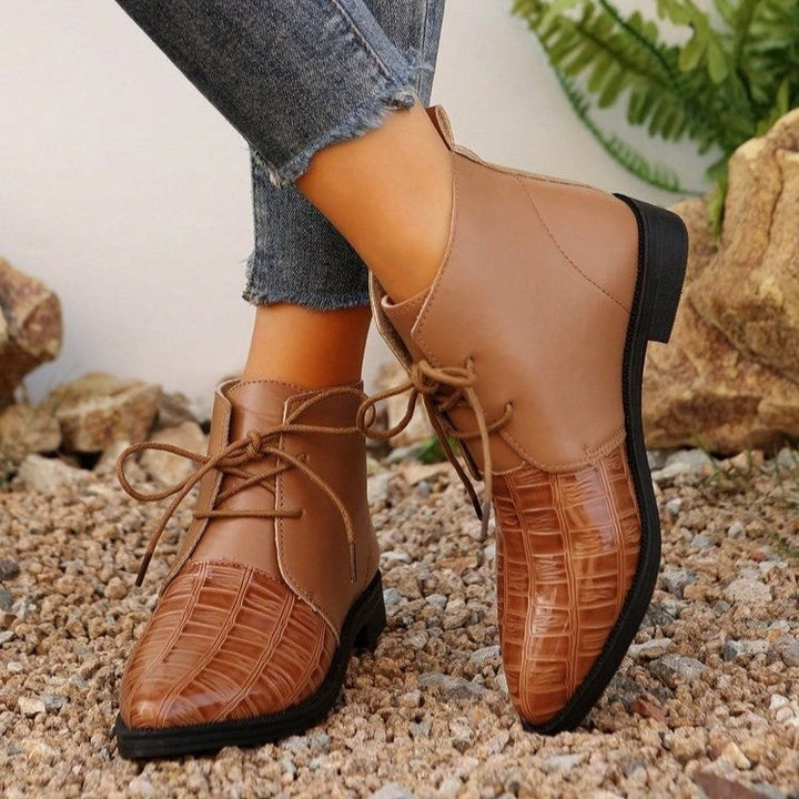 Damen modische stiefeletten mit glänzenden Akzenten und Schnürung Drune