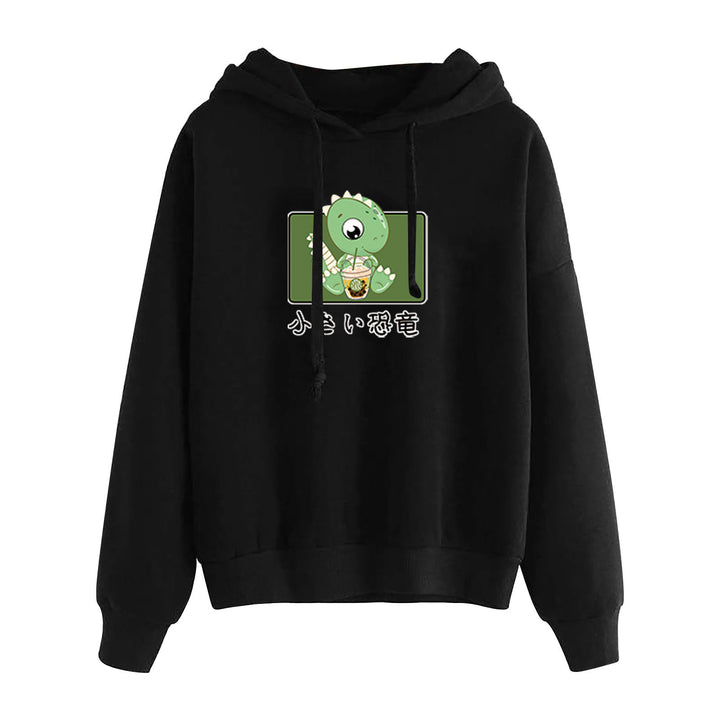 Damen nan kurz geschnittener Cropped-Kapuzenpullover mit niedlicher Frosch-Illustration und verstellbarer Kapuze Drune