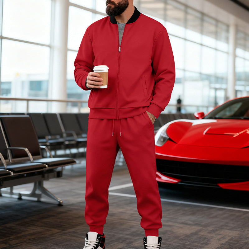 Herren nan sportlicher Freizeitanzug aus weicher Baumwollmischung mit Reißverschlussjacke und elastischer Jogginghose Drune