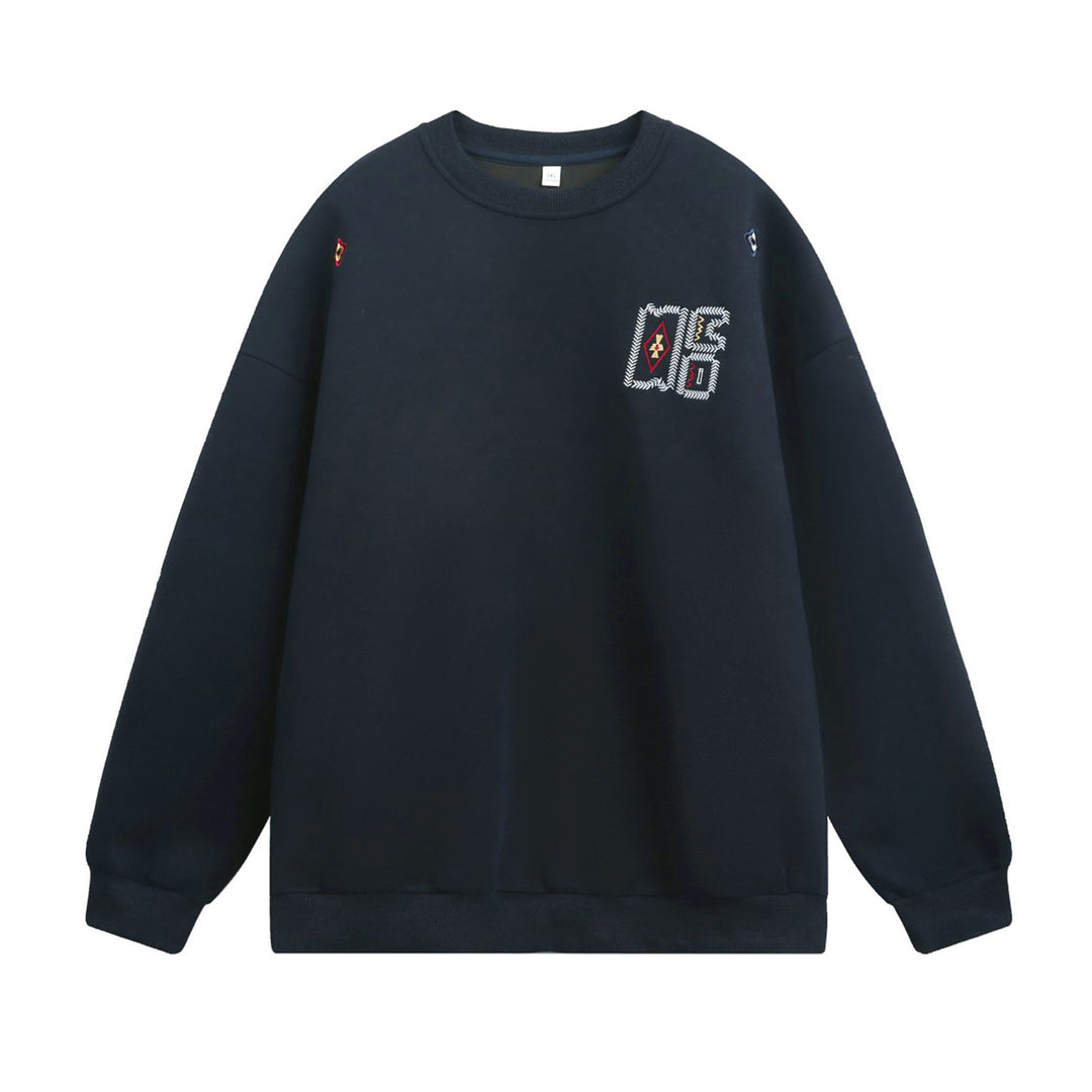 Unisex Oversize-Sweatshirt mit gesticktem Emblem und überschnittener Schulter Drune