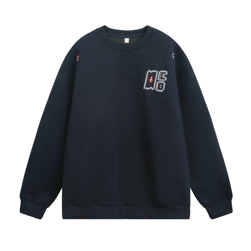 Unisex Oversize-Sweatshirt mit gesticktem Emblem und überschnittener Schulter Drune