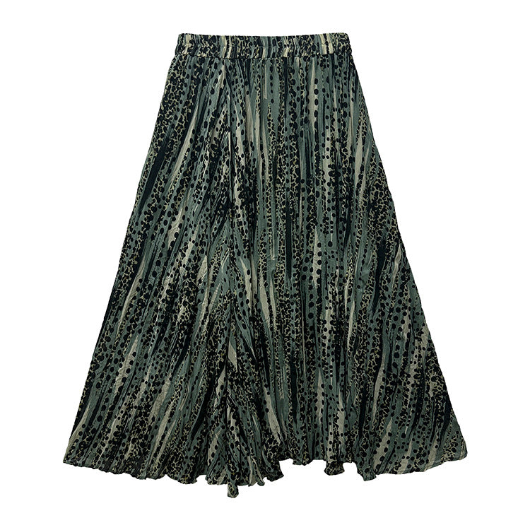 Damen nan fein gefalteter Midirock mit Vintage Blumenprint und elastischem Taillenbund Drune