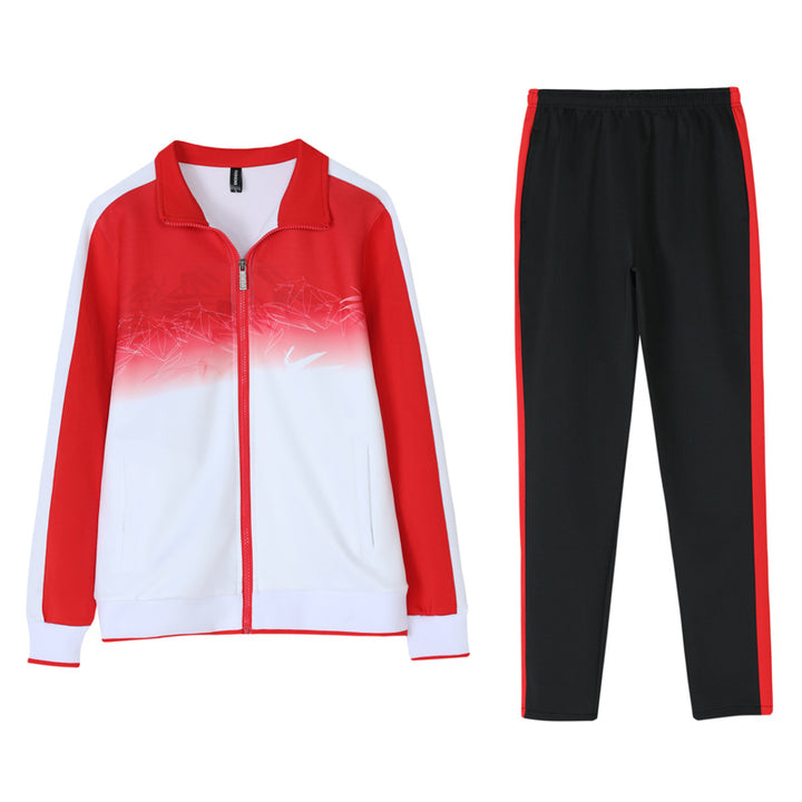 Unisex Atmungsaktives Trainingsset mit Farbverlauf-Jacke und Kontraststreifen Drune