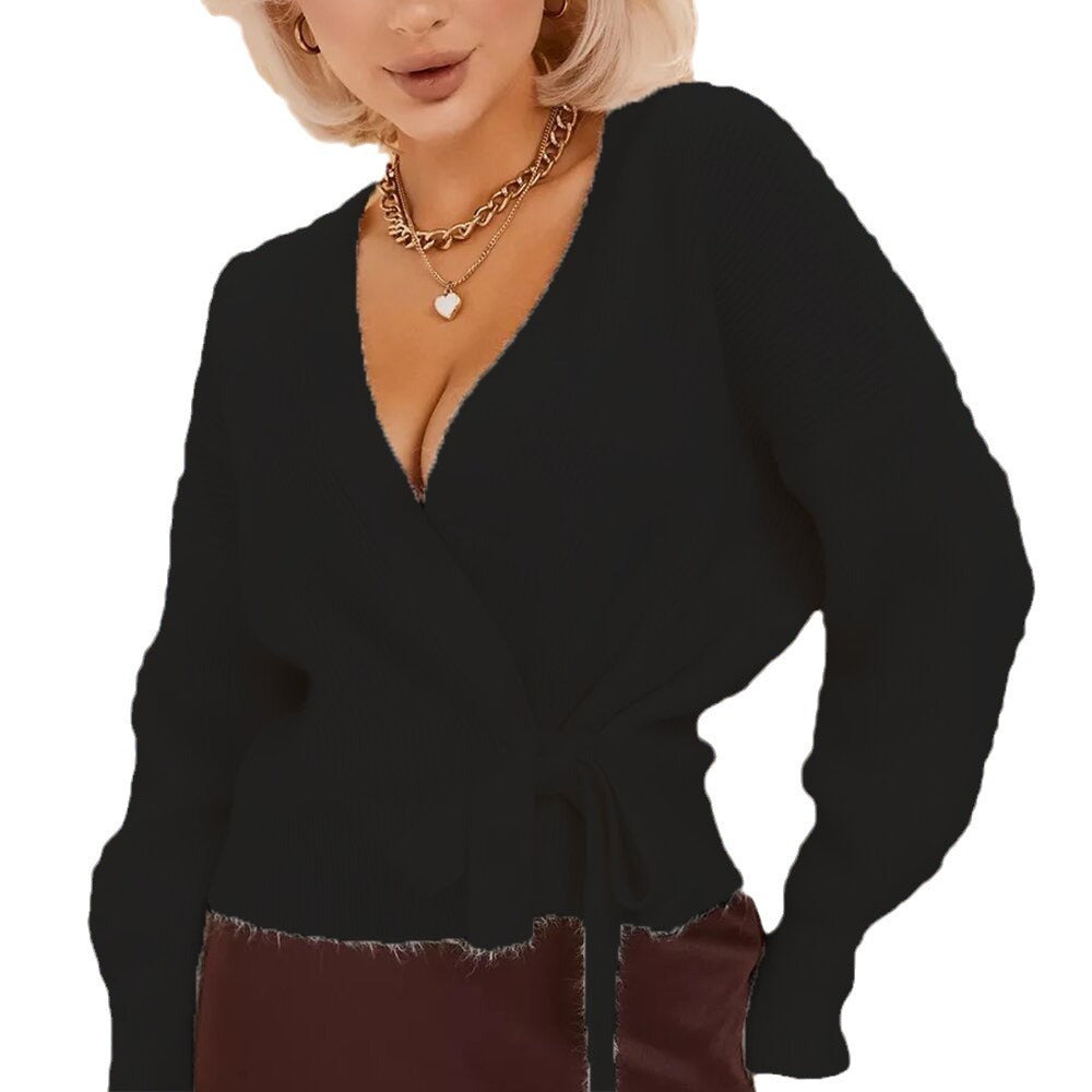 Damen Wickelstrickjacke mit schmeichelndem V-Ausschnitt und komfortablem Schnitt Drune