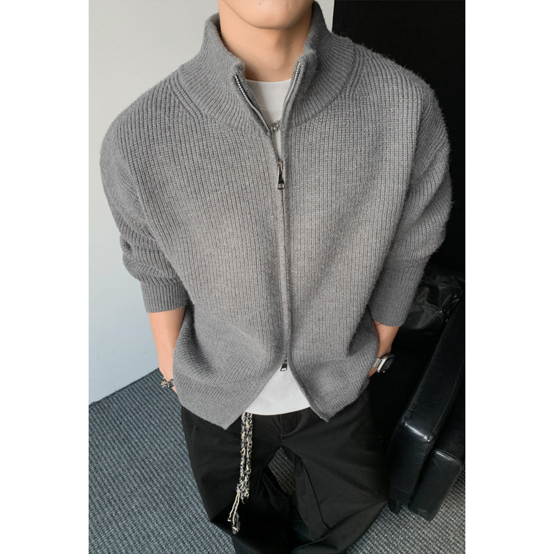 Herren Modischer Strickpullover mit Stehkragen Drune