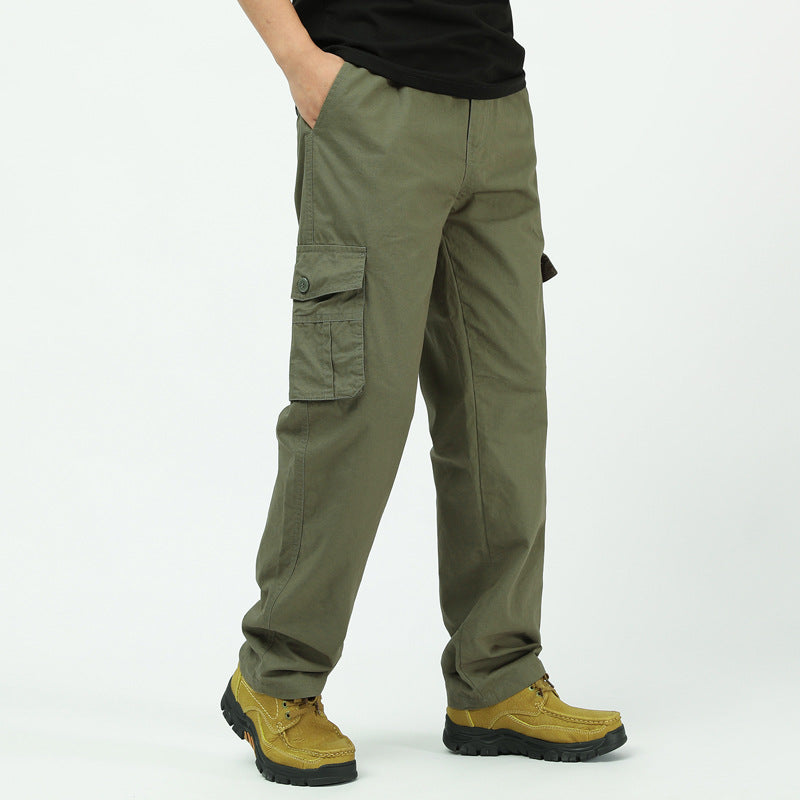 Herren Weite Cargohose mit aufgesetzten Pattentaschen, verstellbarem Beinabschluss und elastischem Bund Drune